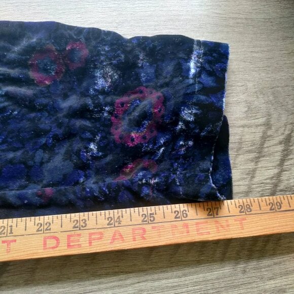 LOFT Slim Paisley Floral Print Dark Navy Blue Velvet Pants - Sz 6 - Picture 10 of 12